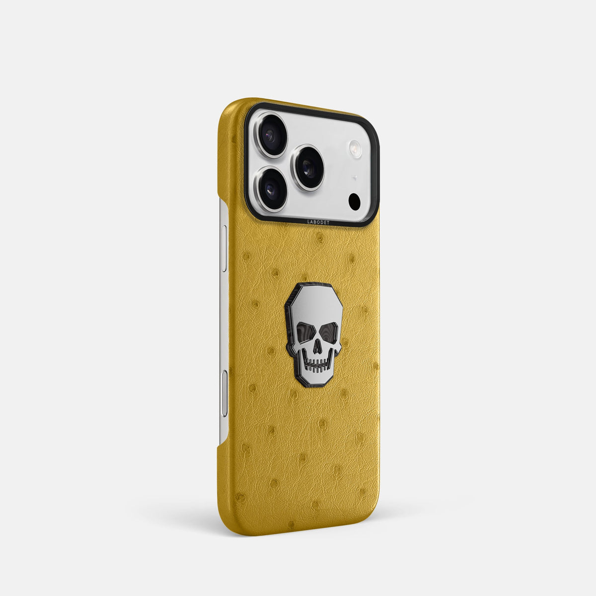 Classic Case With Titanium Skull For iPhone 18 Pro In Ostrich -2 | Gold-Black