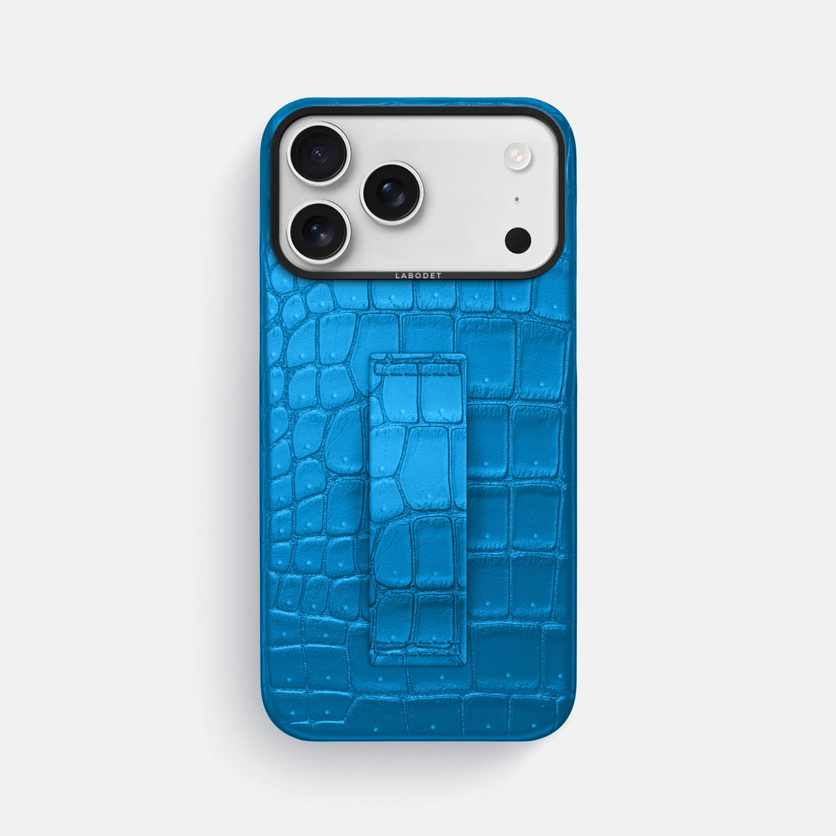 Finger Case For iPhone 18 Pro Max In Porosus Crocodile -1 | Blue-Lagoon-Black