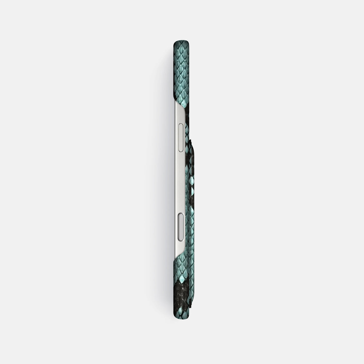 Slim Card Case For iPhone 17 Pro Max In Deluxe Python -3 | Blue-Lagoon