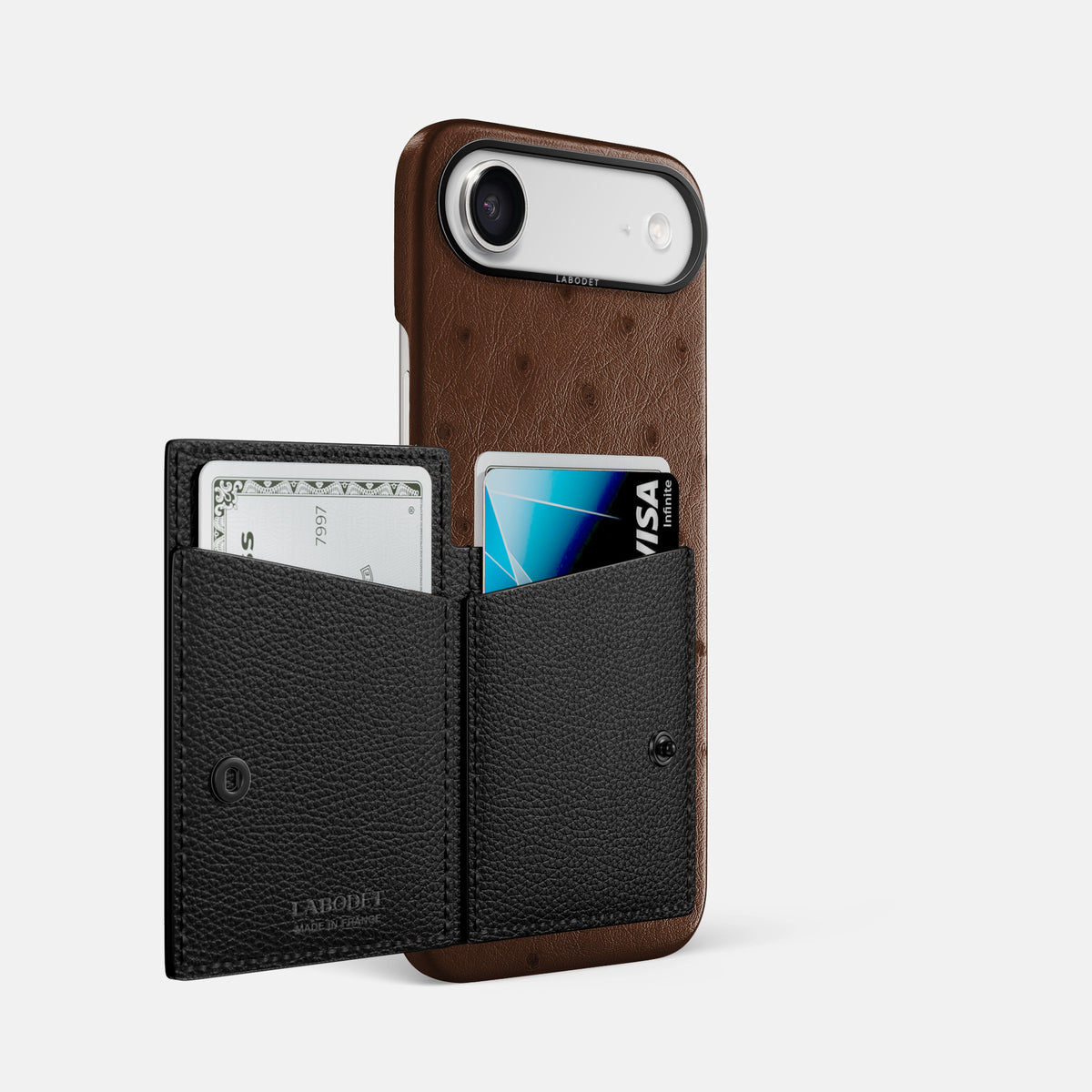 Bi-Fold Case For iPhone 17 Air In Ostrich -2 | Chocolate-Black