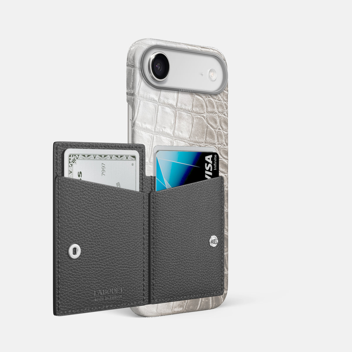 Bi-Fold Case For iPhone 17 Air In Himalayan Crocodile -2 | Grey-Steel