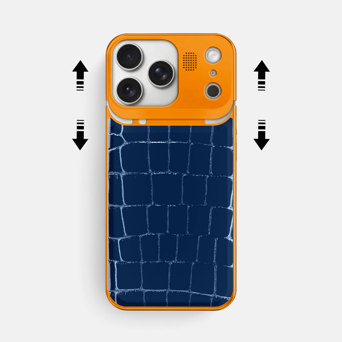 Metal Case For iPhone 17 Pro Max In Shiny Alligator -2 | Mediterranean-Orange