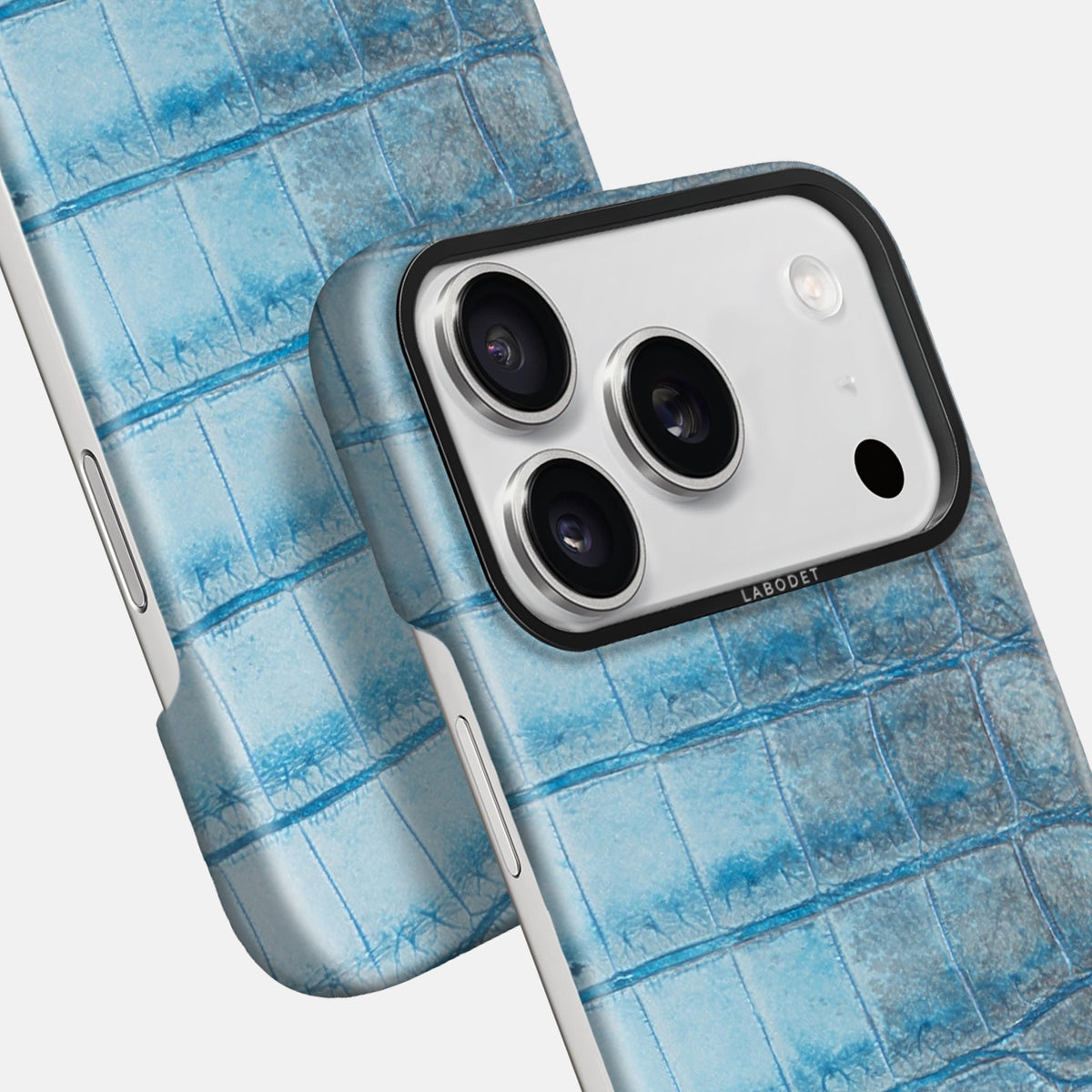 Classic Case For iPhone 18 Pro Max In Himalayan Crocodile -5 | Ice-Blue-Black