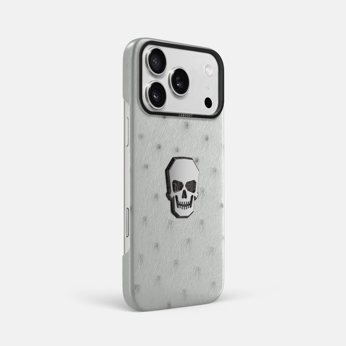 Classic Case With Titanium Skull For iPhone 17 Pro Max In Ostrich -2 | White-Black