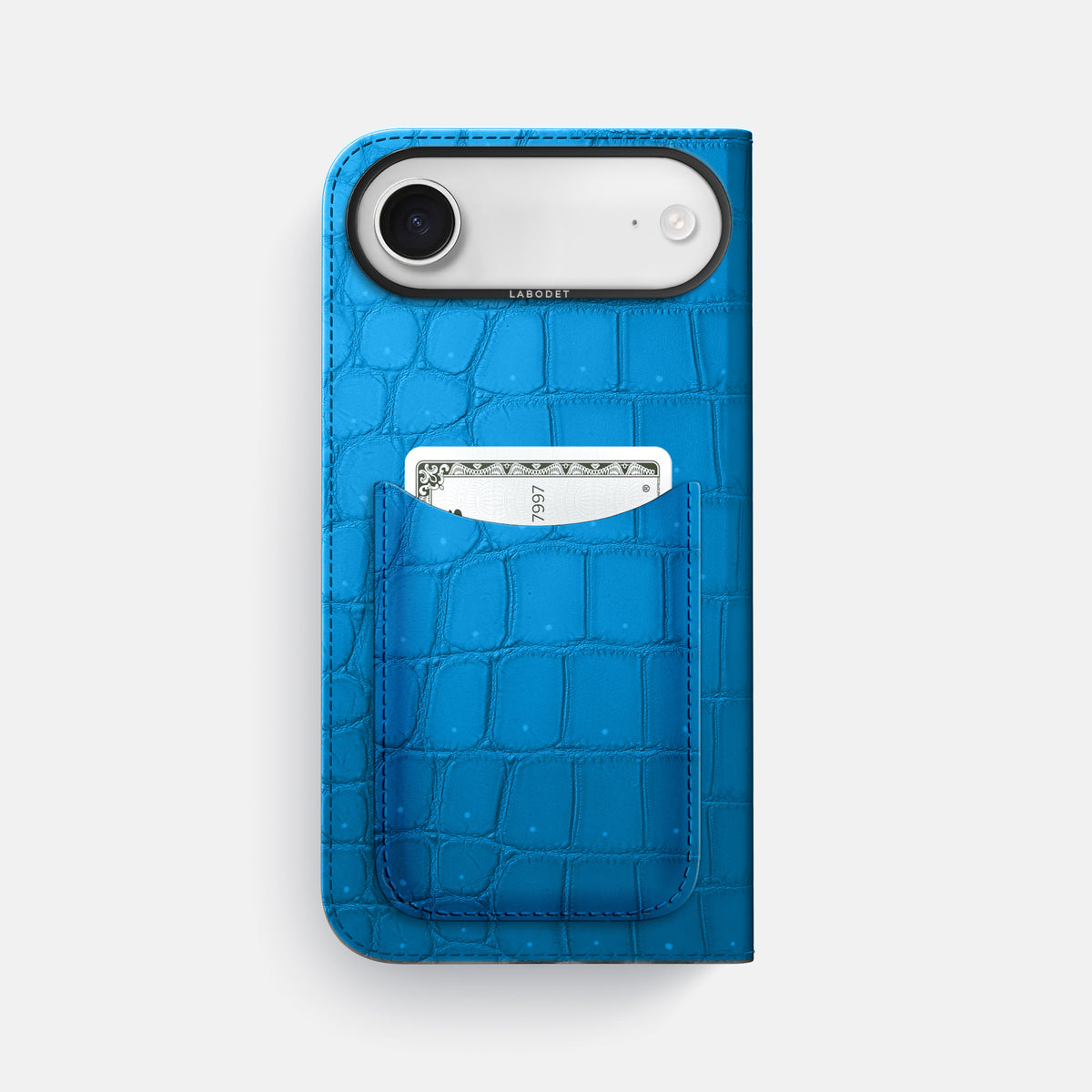 Folio Case with Card For iPhone 17 Air In Porosus Crocodile -3 | Blue-Lagoon-Black