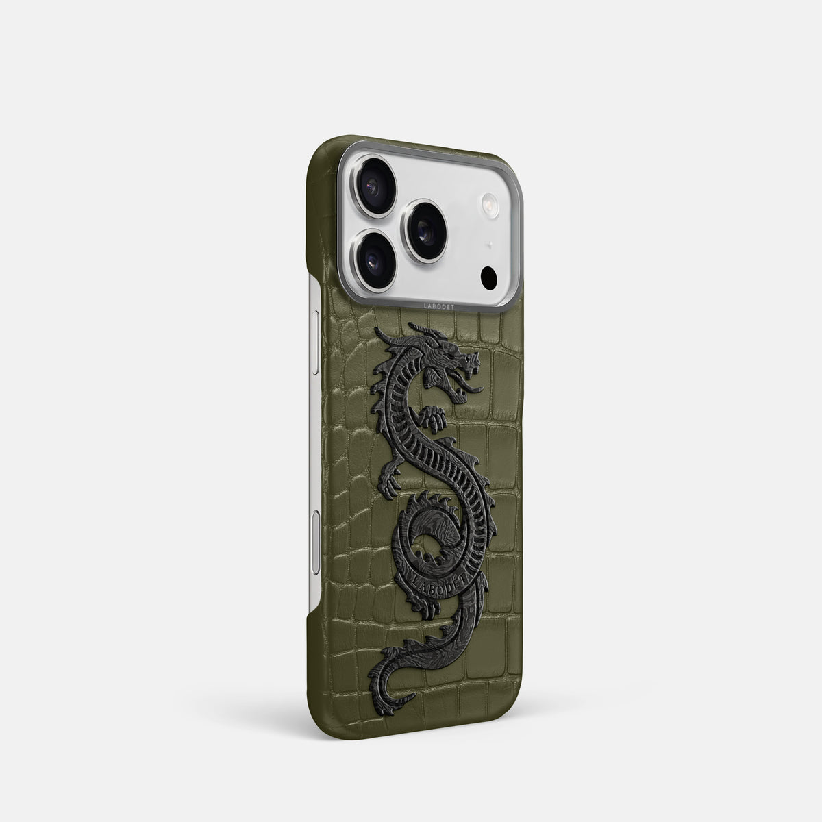 Classic Case With Carbon Dragon For iPhone 17 Pro In Alligator -2 | Kaki-Green-Steel