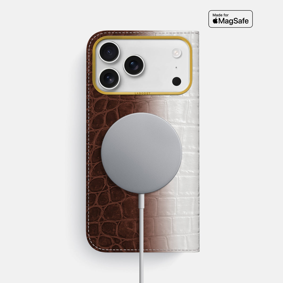 Folio Case For iPhone 18 Pro Max In Himalayan Crocodile -3 | Dark-Brown-Gold