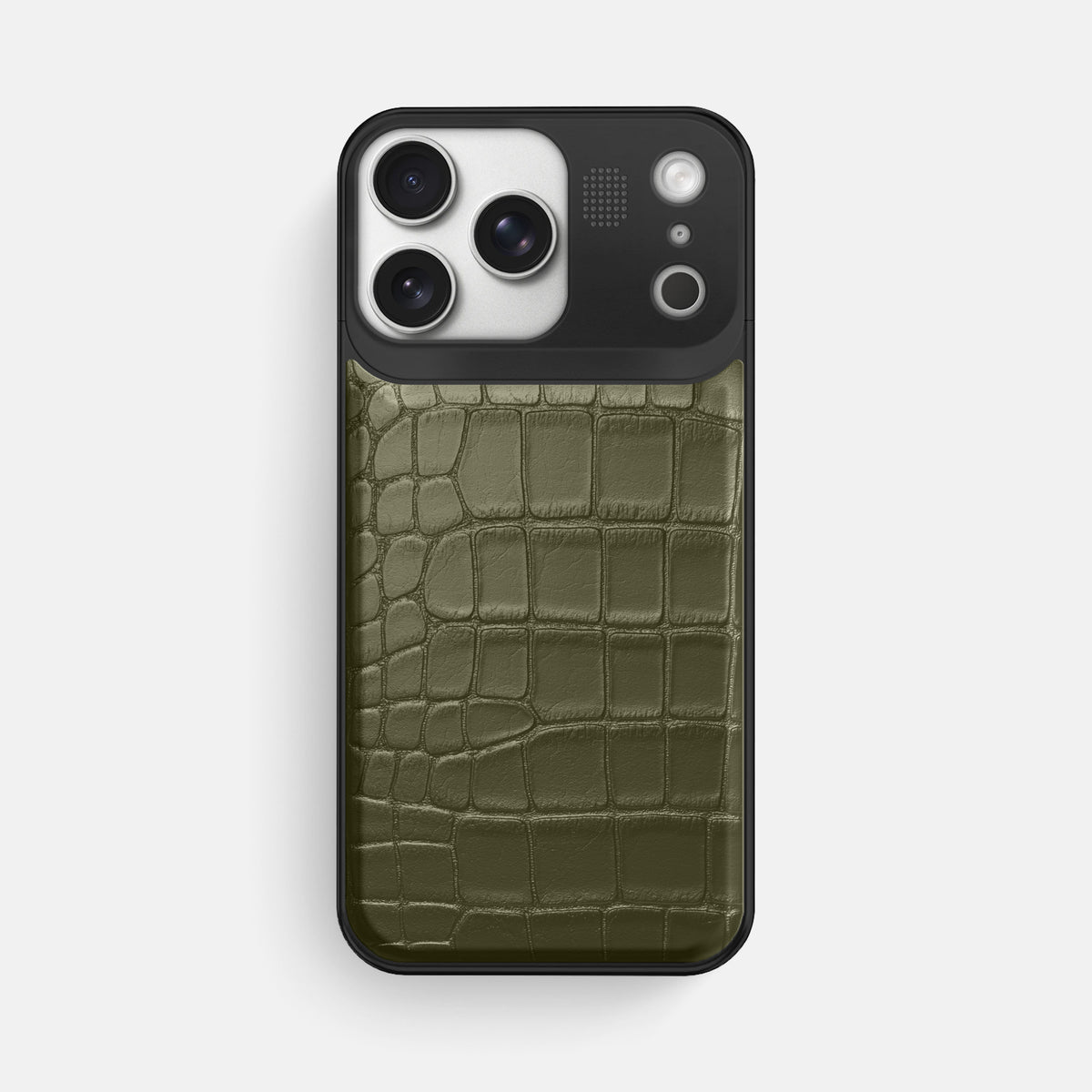 Metal Case For iPhone 17 Pro Max In Alligator -1 | Kaki-Green-Black