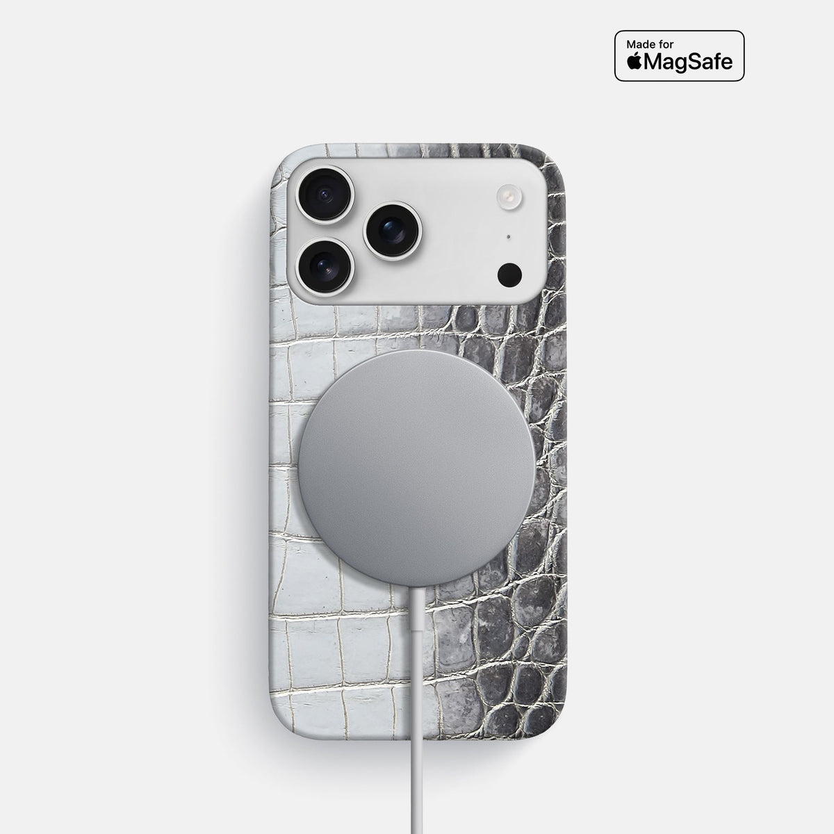 Slim Case For iPhone 18 Pro In Himalayan Crocodile -4 | Silver
