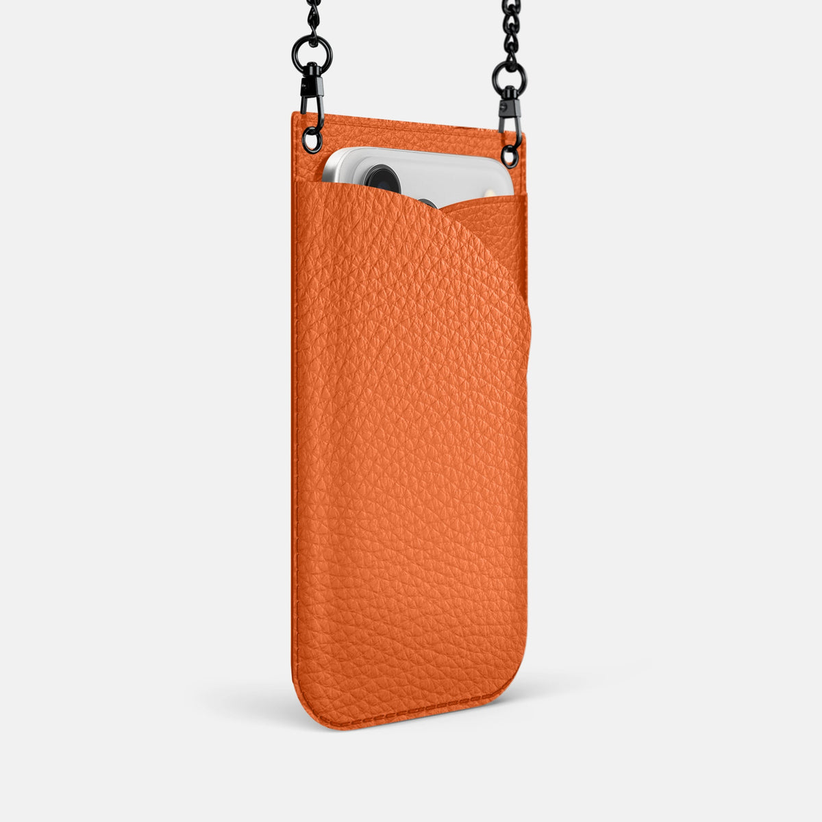 Crossbody Bag For iPhone 18 Pro In Calf -2 | Orange-Black