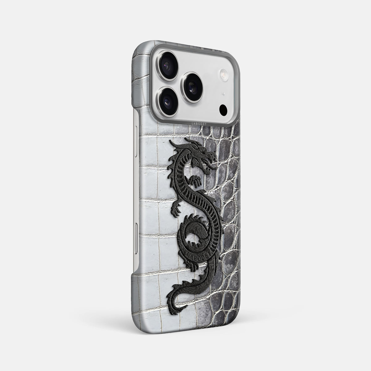 Classic Case With Carbon Dragon For iPhone 17 Pro Max In Himalayan Crocodile -2 | Silver-Steel