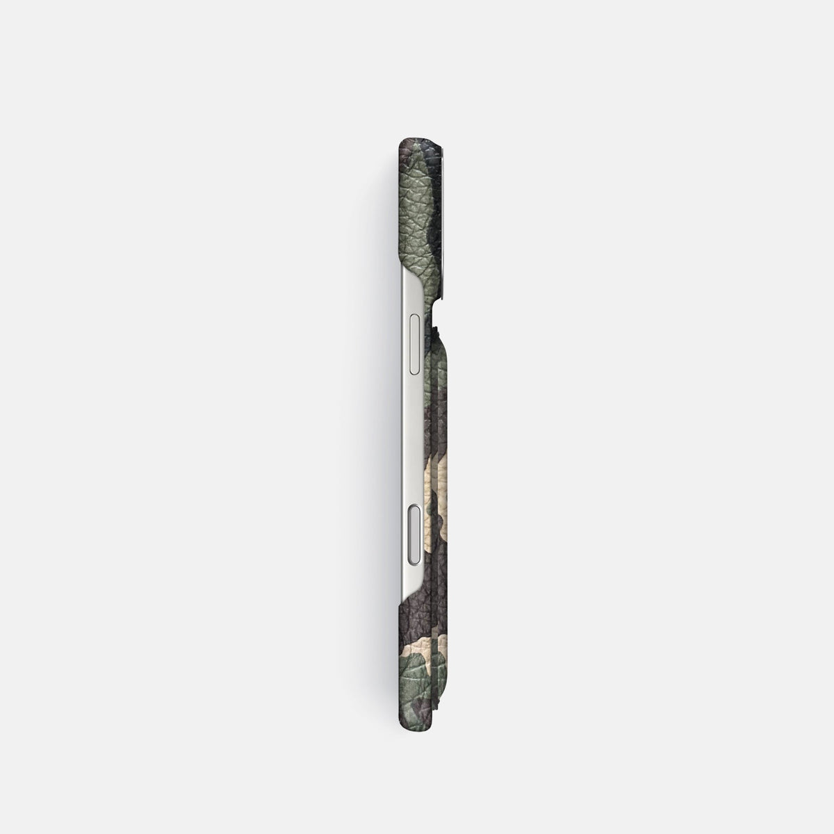 Double Card Case For iPhone 18 Pro In Calf -3 | Camouflage-Steel