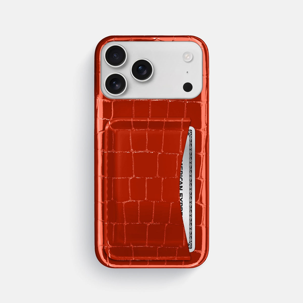 Slim Card Case For iPhone 18 Pro Max In Shiny Alligator -1 | Orange