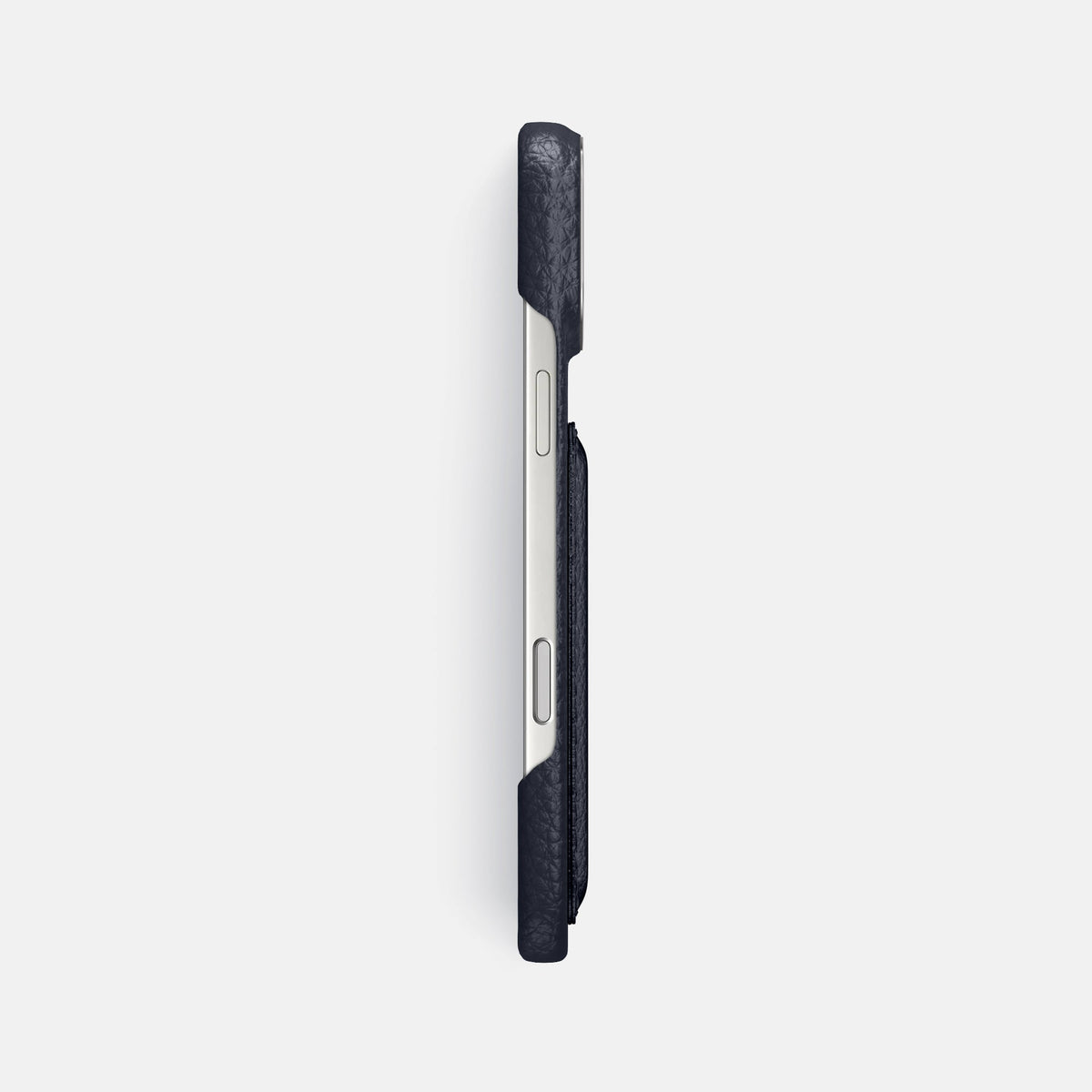 Double Card Case For iPhone 18 Pro Max In Calf -3 | Marine-Steel