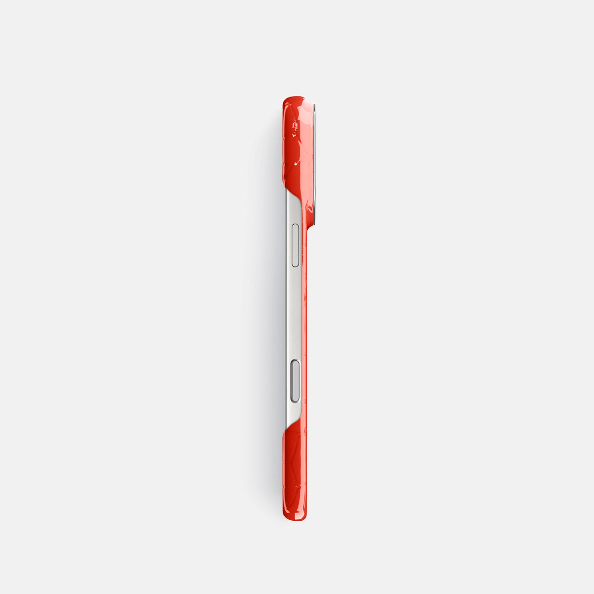 Classic Case For iPhone 18 Pro In Shiny Alligator -3 | Coral-Orange-Steel