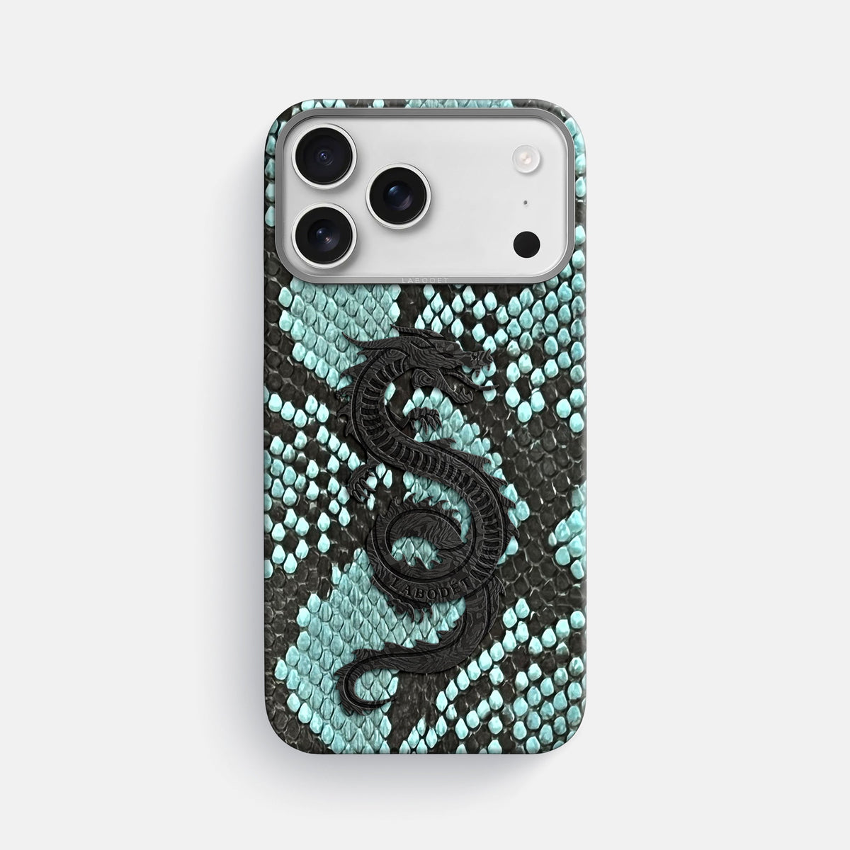 Classic Case With Carbon Dragon For iPhone 18 Pro Max In Deluxe Python -1 | Blue-Lagoon-Steel