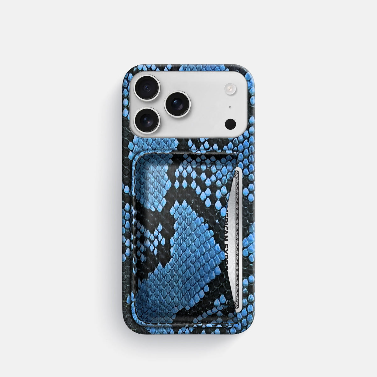 Slim Card Case For iPhone 18 Pro In Deluxe Python -1 | Blue-Jeans