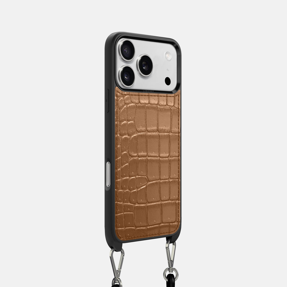 Crossbody Sport Case For iPhone 18 Pro In Porosus Crocodile -2 | Milk-Chocolate