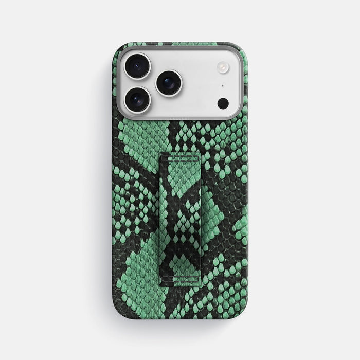 Finger Case For iPhone 18 Pro Max In Deluxe Python -1 | Forest-Green-Steel