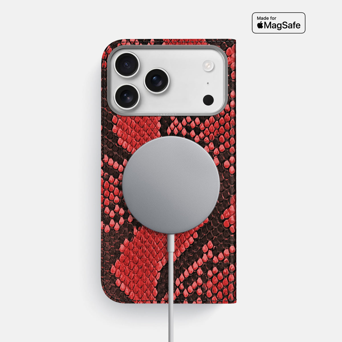 Folio Case For iPhone 18 Pro Max In Deluxe Python -3 | Red-Steel