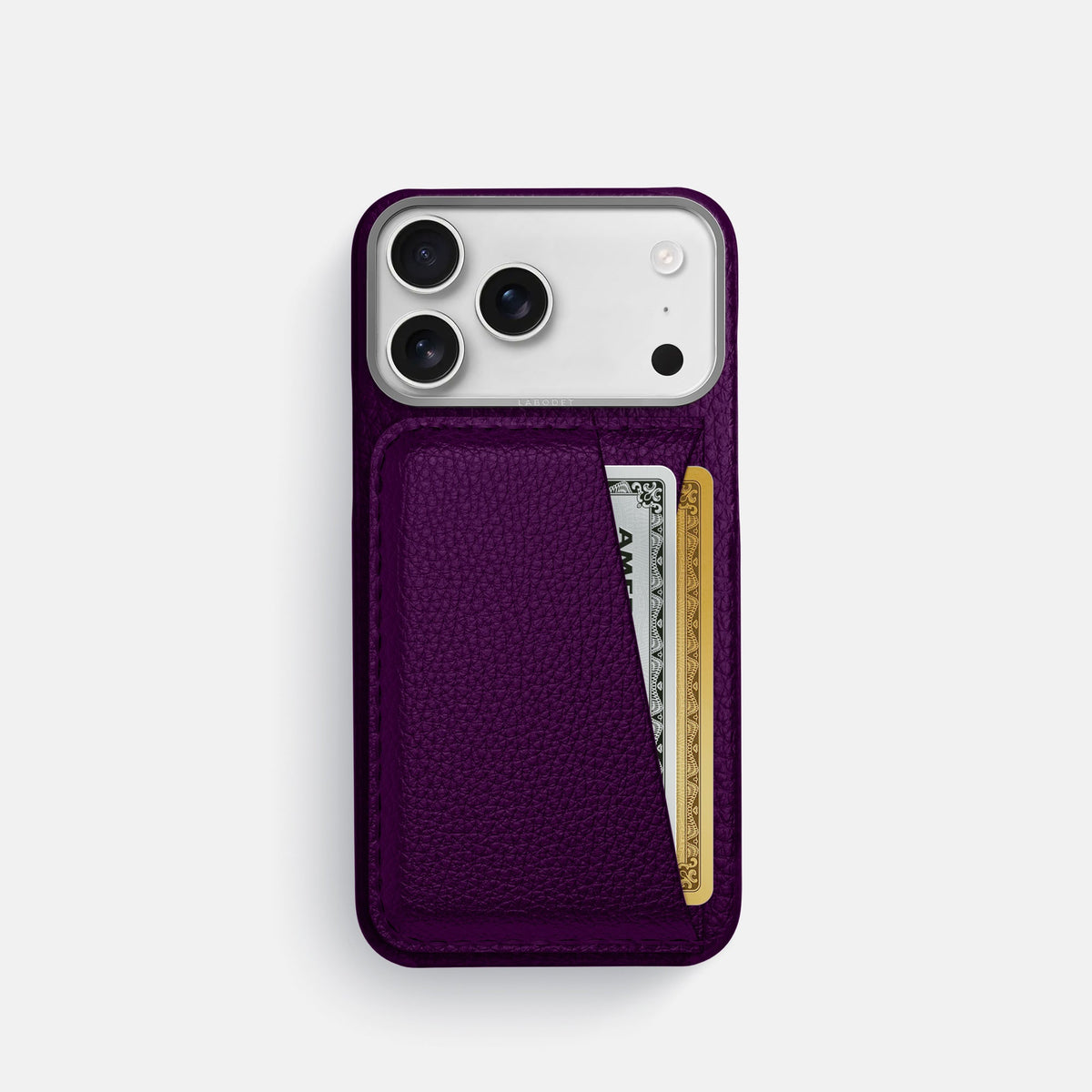 Double Card Case For iPhone 18 Pro In Calf -1 | Violet-Steel