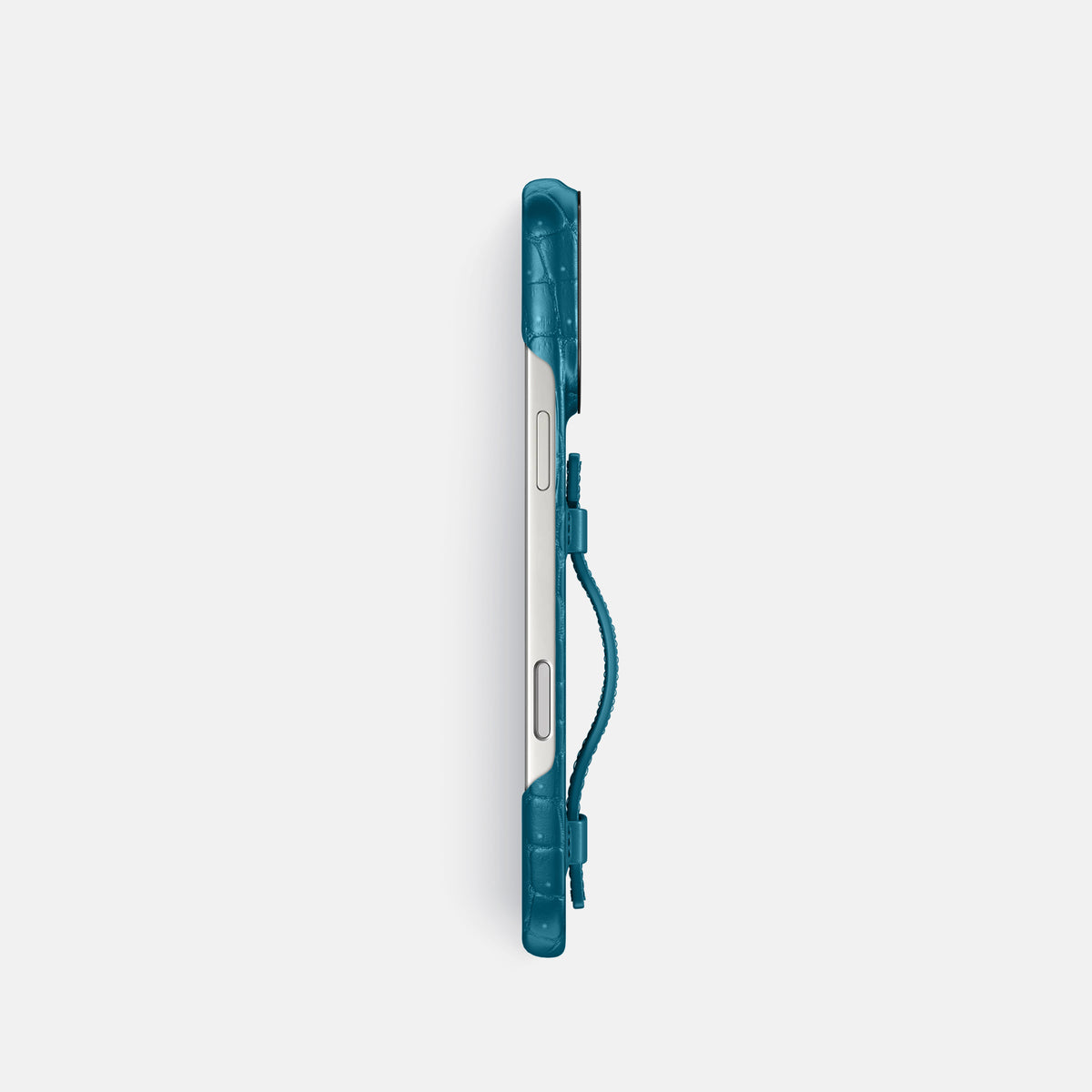 Handle Case For iPhone 17 Pro In Porosus Crocodile -3 | Turquoise-Black