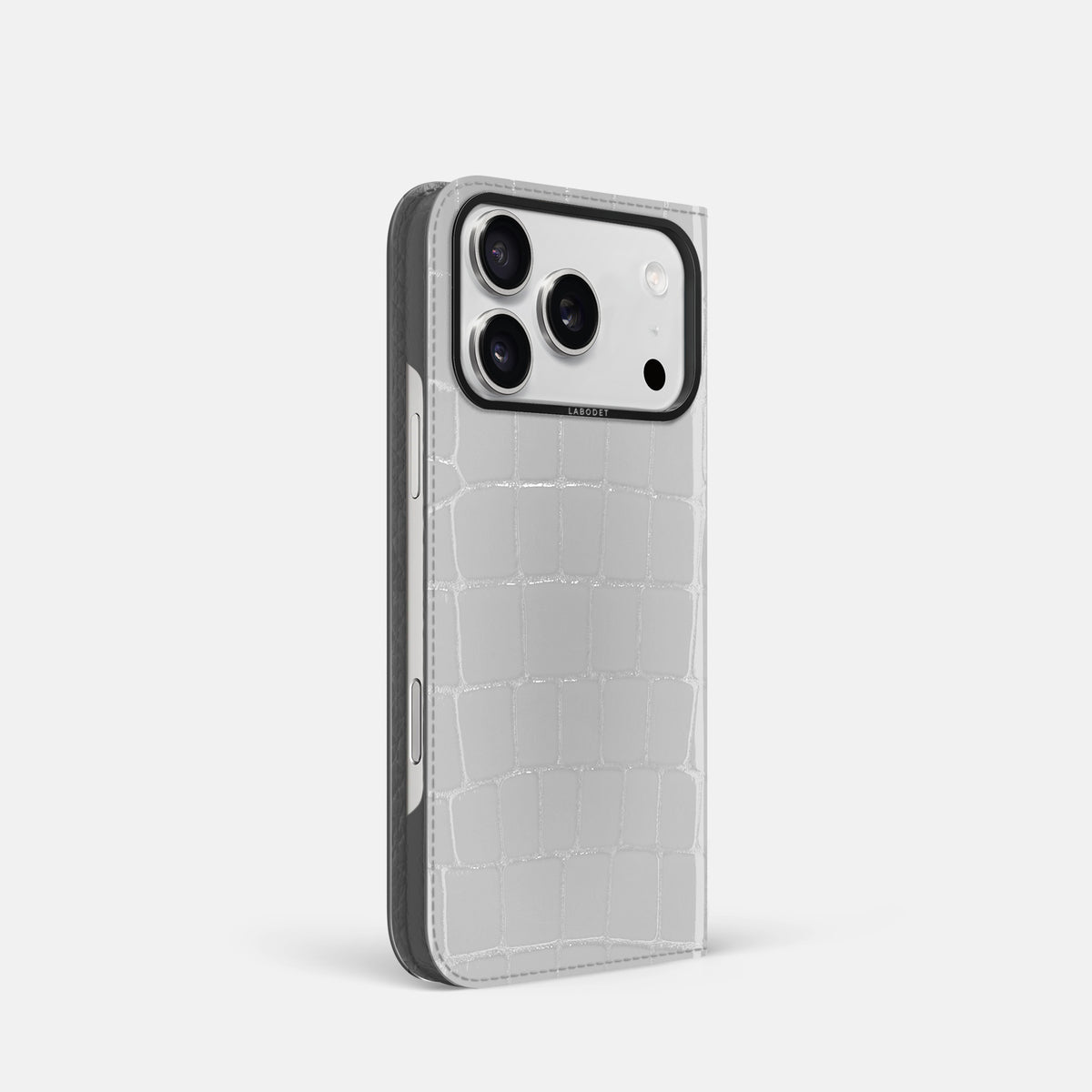 Folio Case For iPhone 17 Pro In Shiny Alligator -1 | White-Black