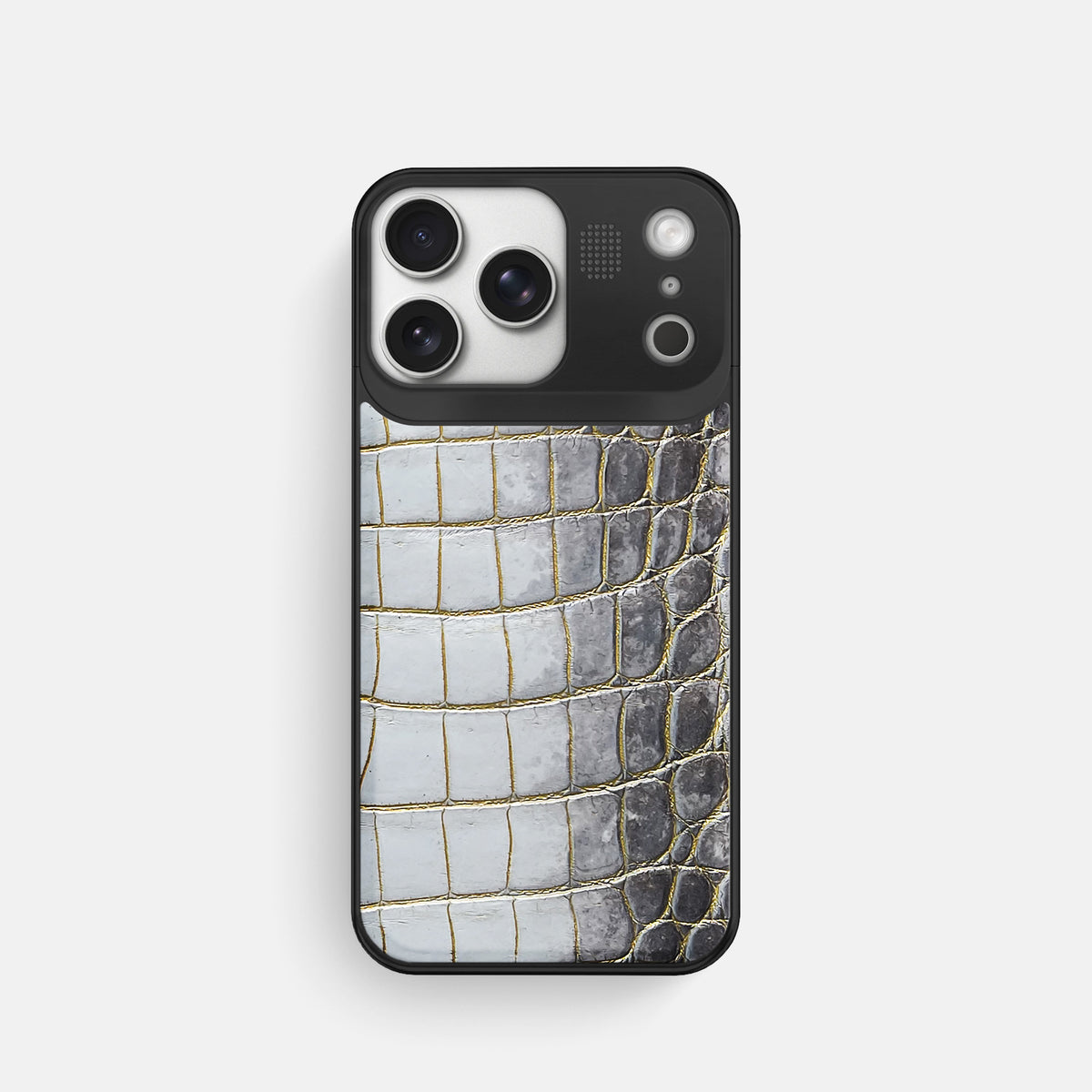 Metal Case For iPhone 17 Pro In Himalayan Crocodile -1 | Gold-Black