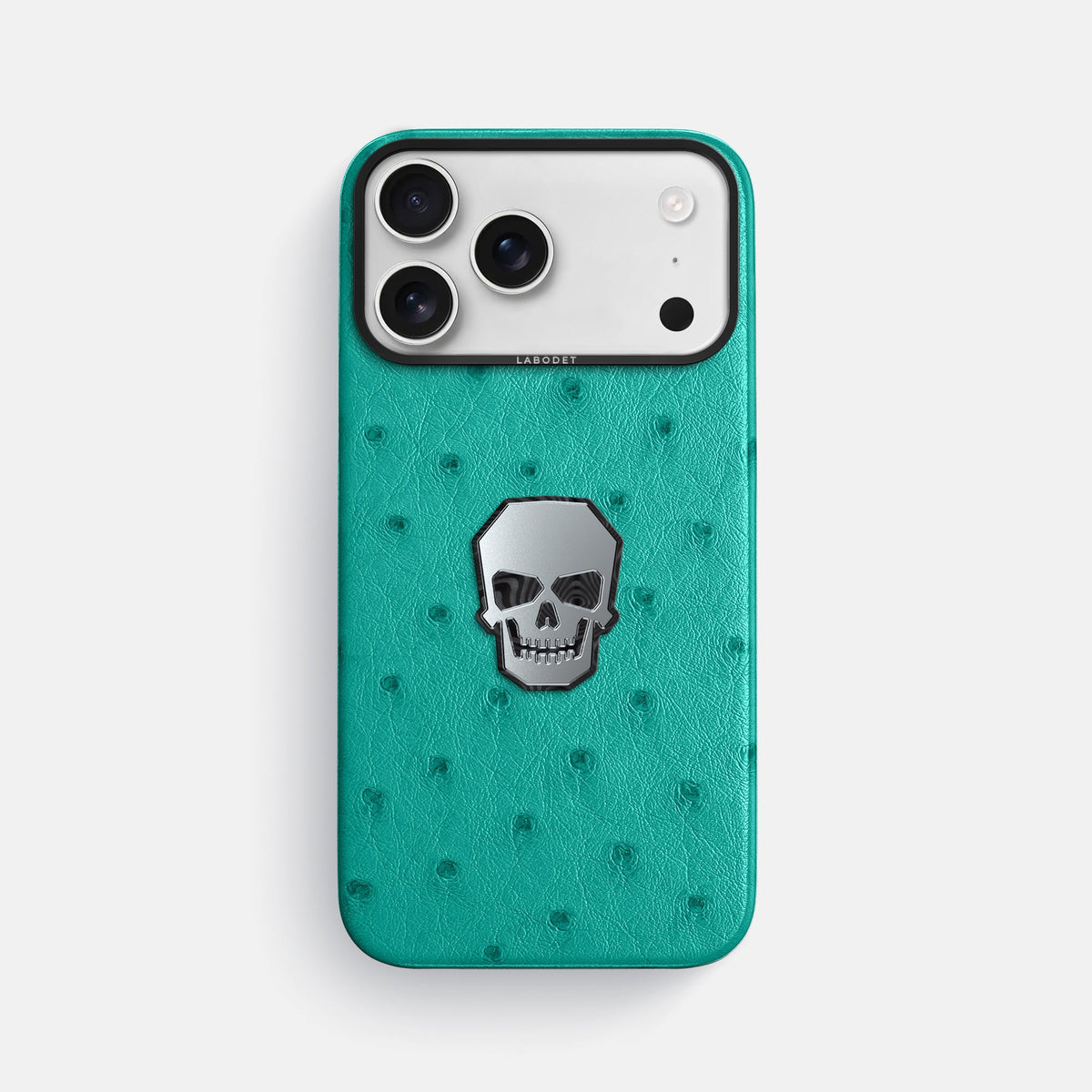 Classic Case With Titanium Skull For iPhone 18 Pro Max In Ostrich -1 | Turquoise-Black