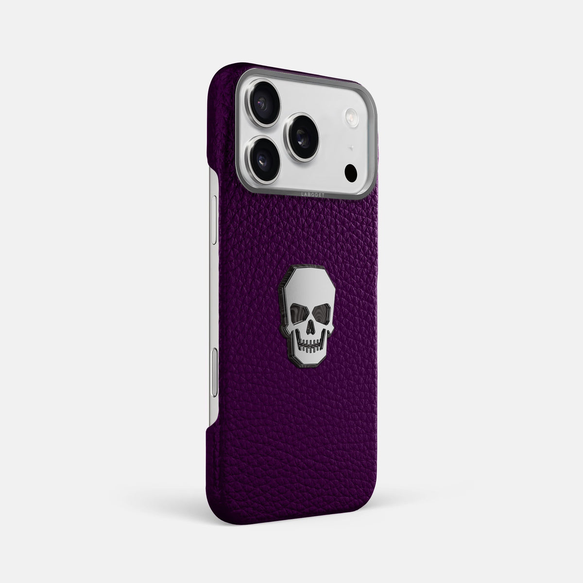 Classic Case With Titanium Skull For iPhone 18 Pro Max In Calf -2 | Violet-Steel