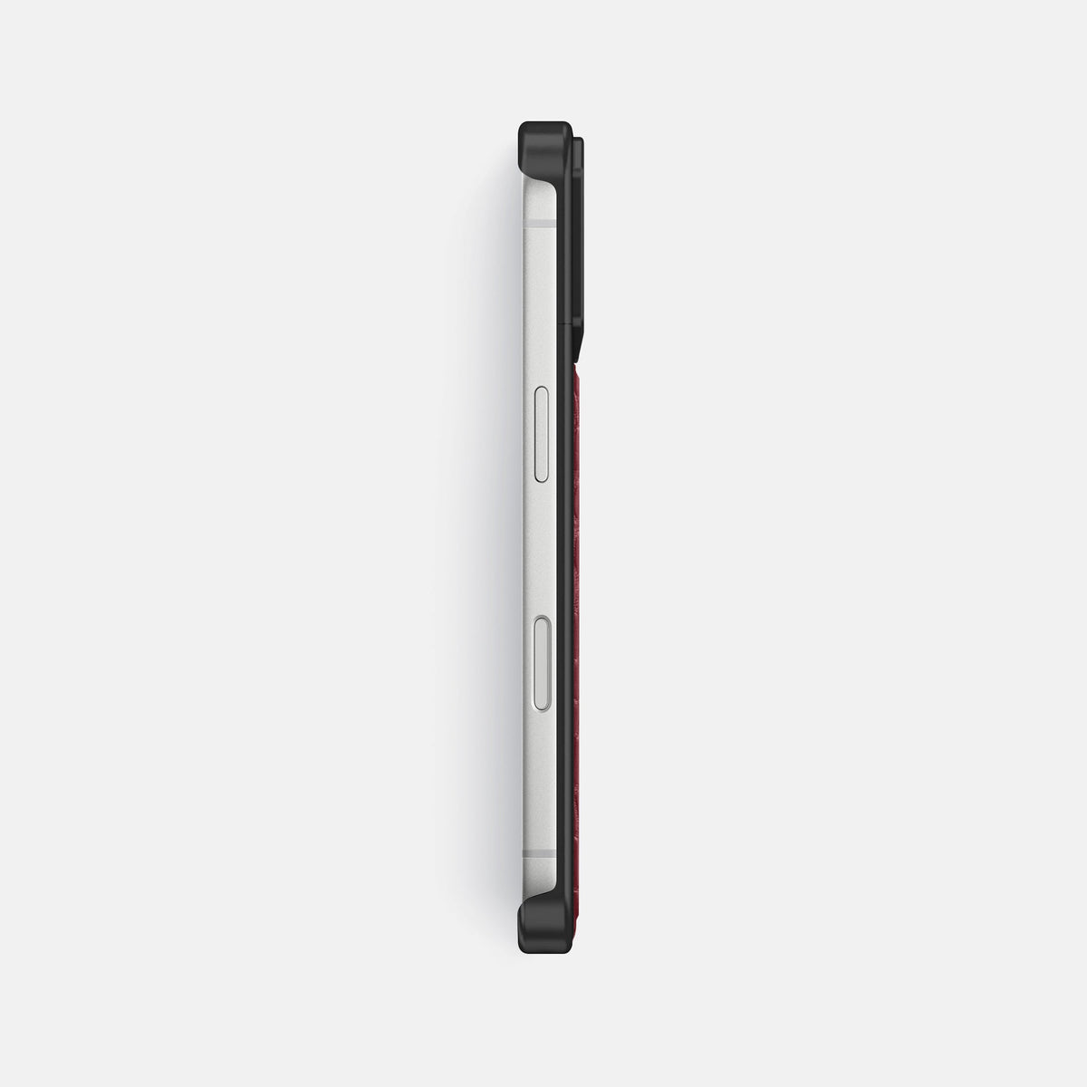 Metal Case For iPhone 18 Pro Max In Alligator -3 | Burgundy-Black
