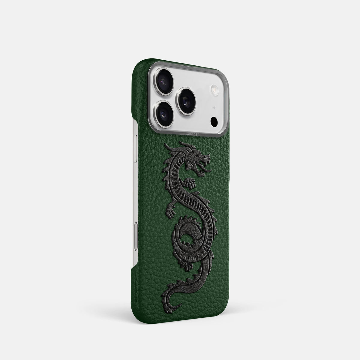 Classic Case With Carbon Dragon For iPhone 18 Pro In Calf -2 | Dark-Green-Steel