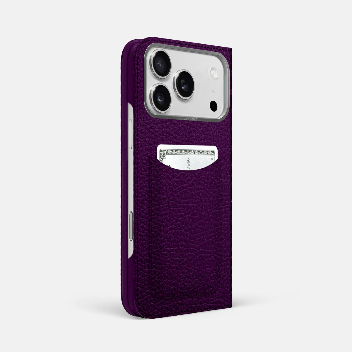 Folio Case with Card For iPhone 18 Pro Max In Calf -1 | Violet-Steel