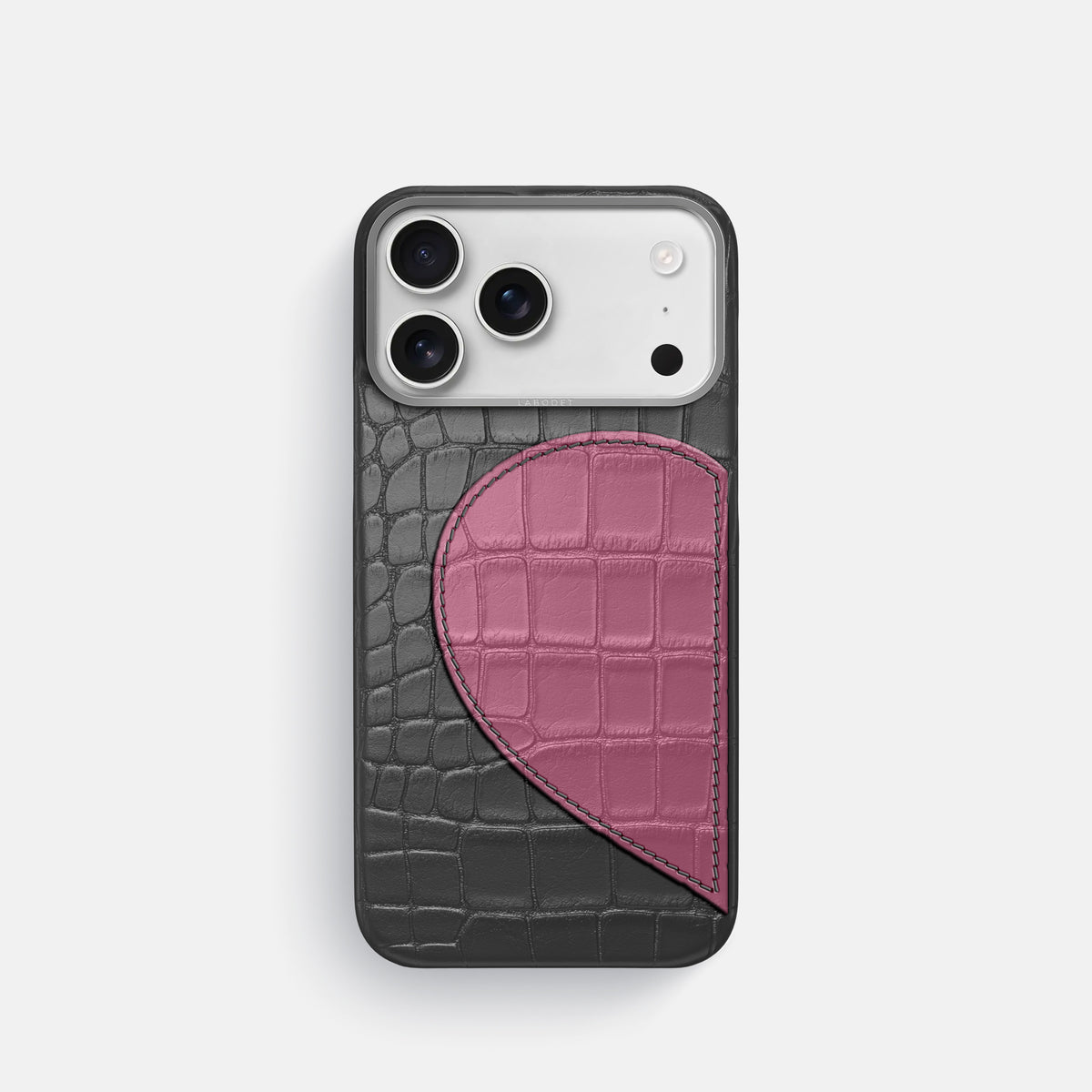 Classic Case With Half Heart - Left For iPhone 17 Pro In Alligator -1 | Grey-Steel