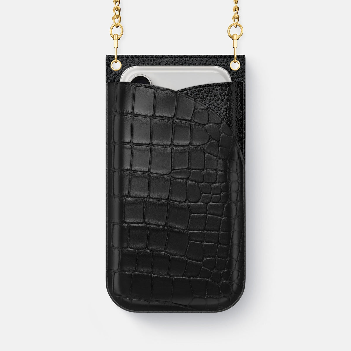 Crossbody Bag For iPhone 18 Pro Max In Alligator -1 | Black-Gold