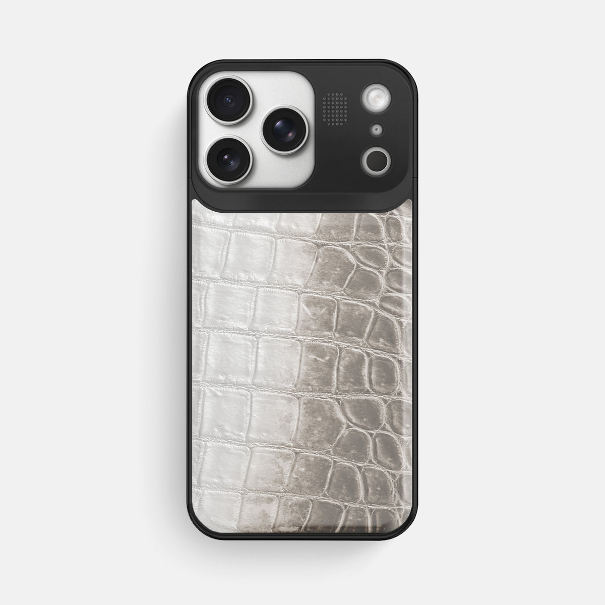 Metal Case For iPhone 17 Pro Max In Himalayan Crocodile -1 | Grey-Black