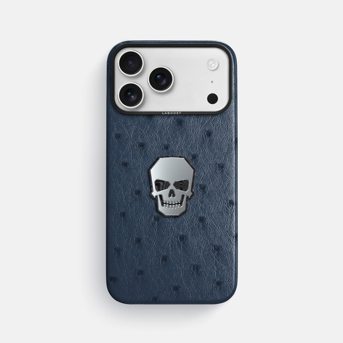 Classic Case With Titanium Skull For iPhone 17 Pro Max In Ostrich -1 | Navy-Blue-Black