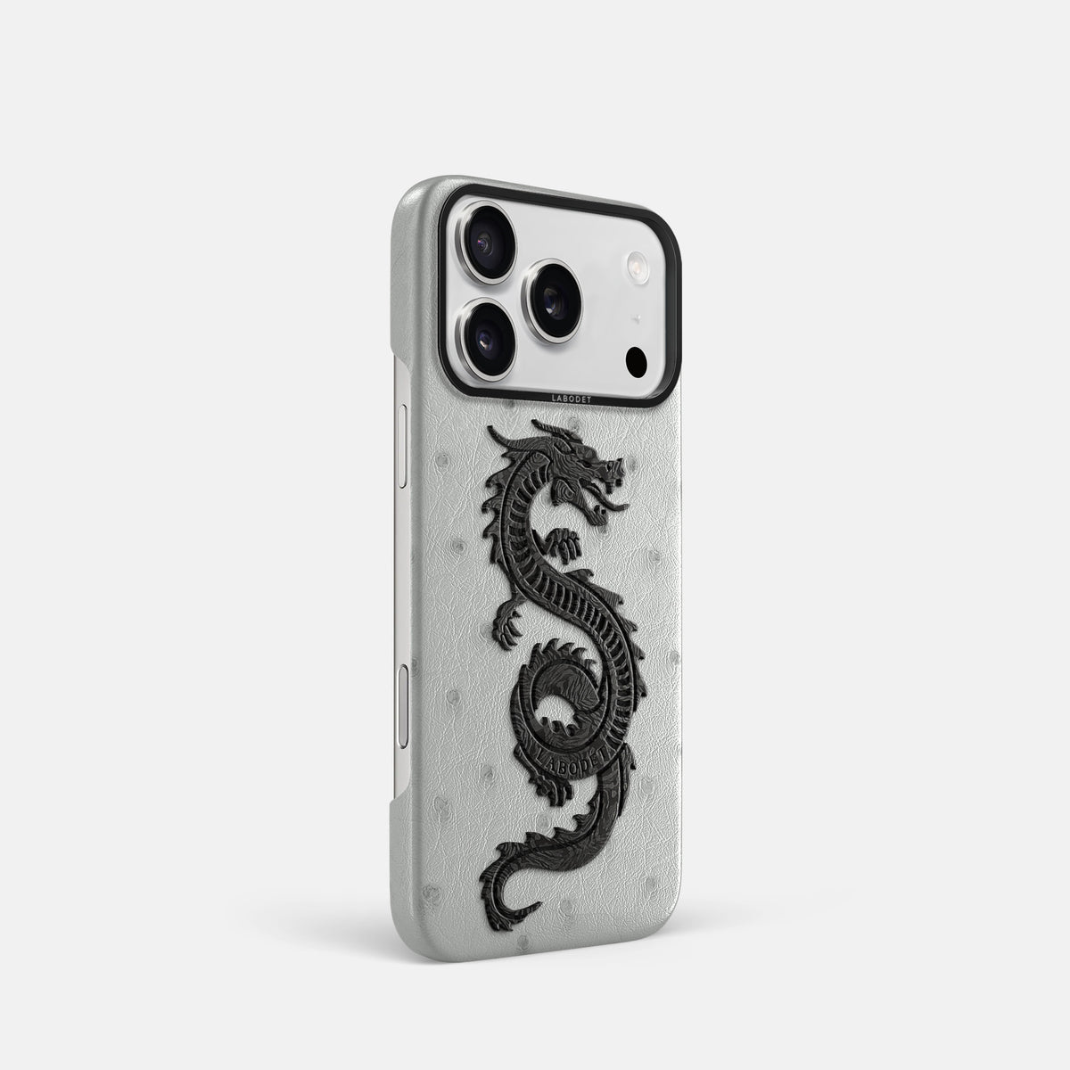 Classic Case With Carbon Dragon For iPhone 17 Pro In Ostrich -2 | White-Black