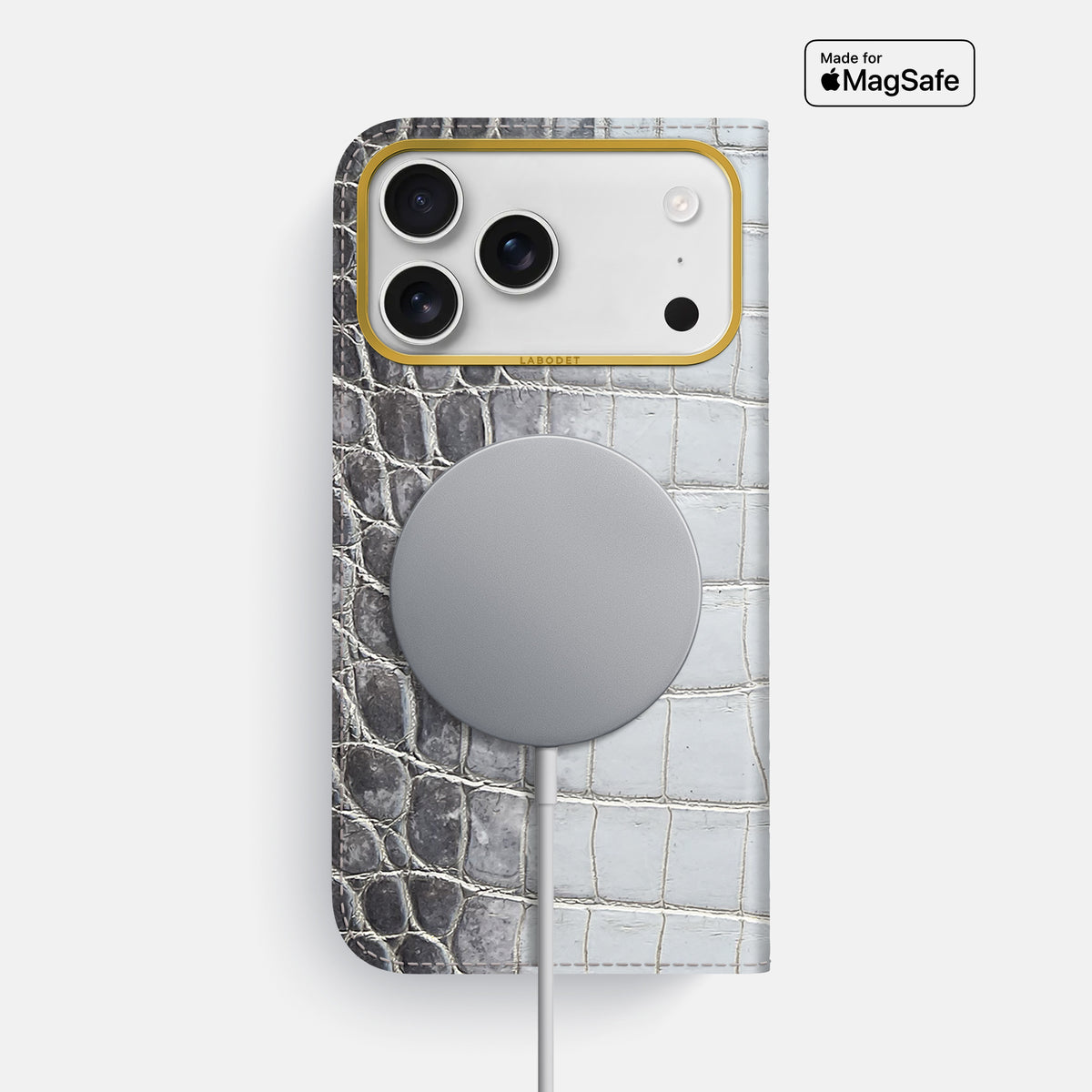 Folio Case For iPhone 17 Pro Max In Himalayan Crocodile -3 | Silver-Gold