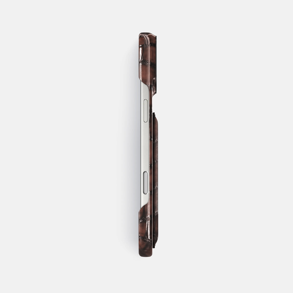 Double Card Case For iPhone 17 Pro Max In Patina Alligator -3 | Havana-Brown-Black