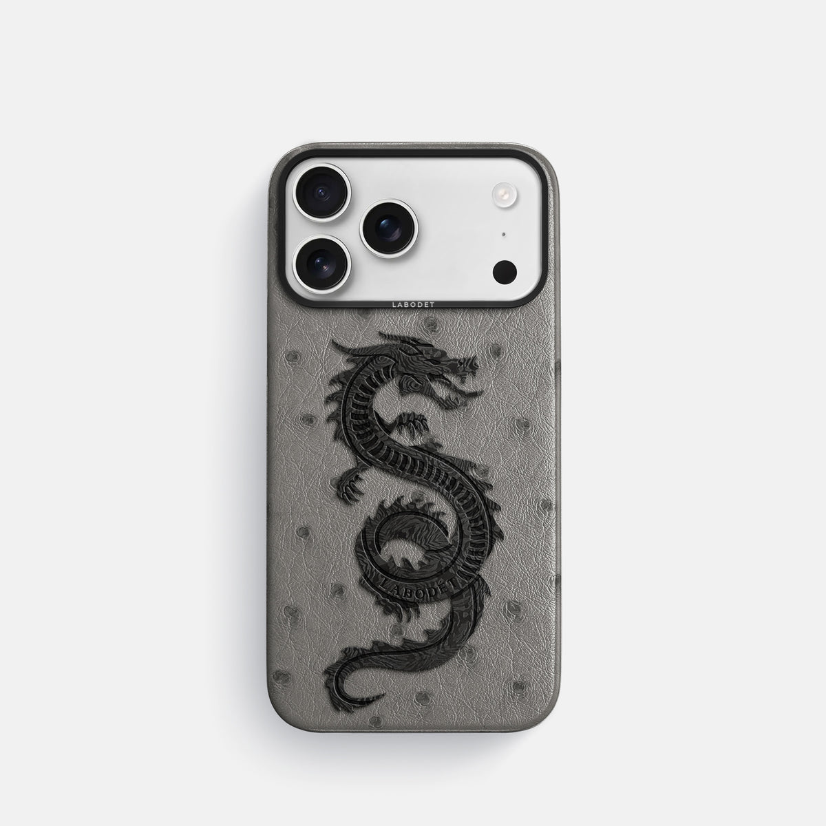 Classic Case With Carbon Dragon For iPhone 17 Pro In Ostrich -1 | Grey-Black