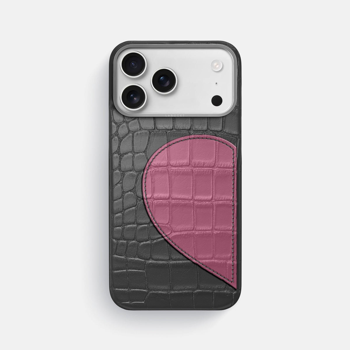 Classic Case With Half Heart - Left For iPhone 18 Pro Max In Alligator -1 | Grey-Steel