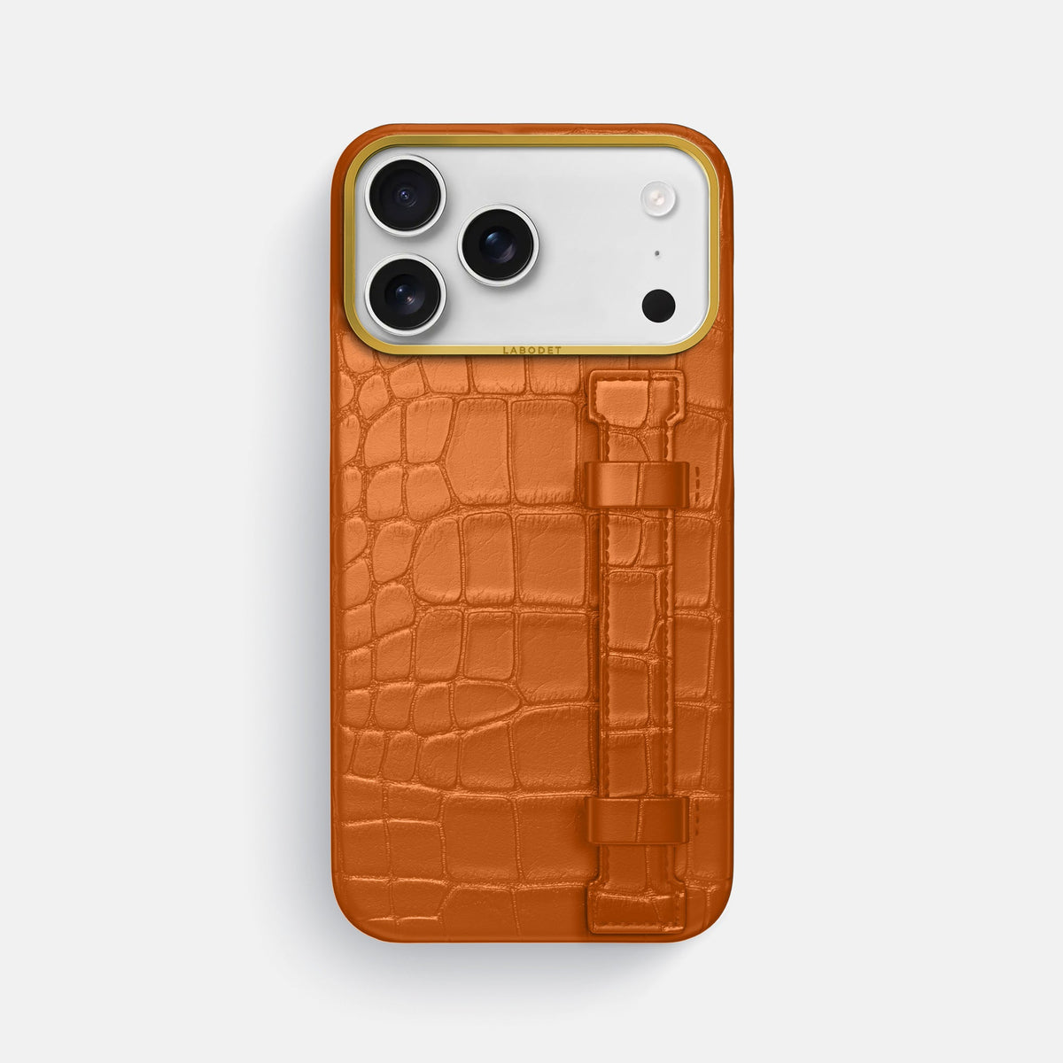 Handle Case For iPhone 18 Pro Max In Alligator -1 | Orange-Gold
