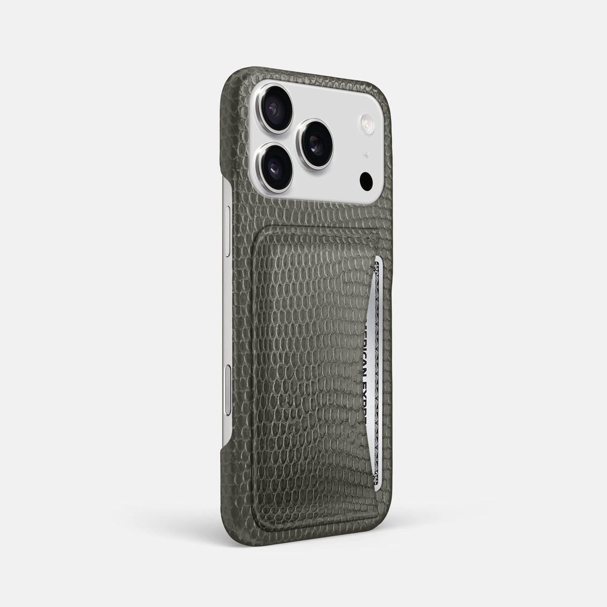 Slim Card Case For iPhone 18 Pro Max In Lizard -2 | Grey