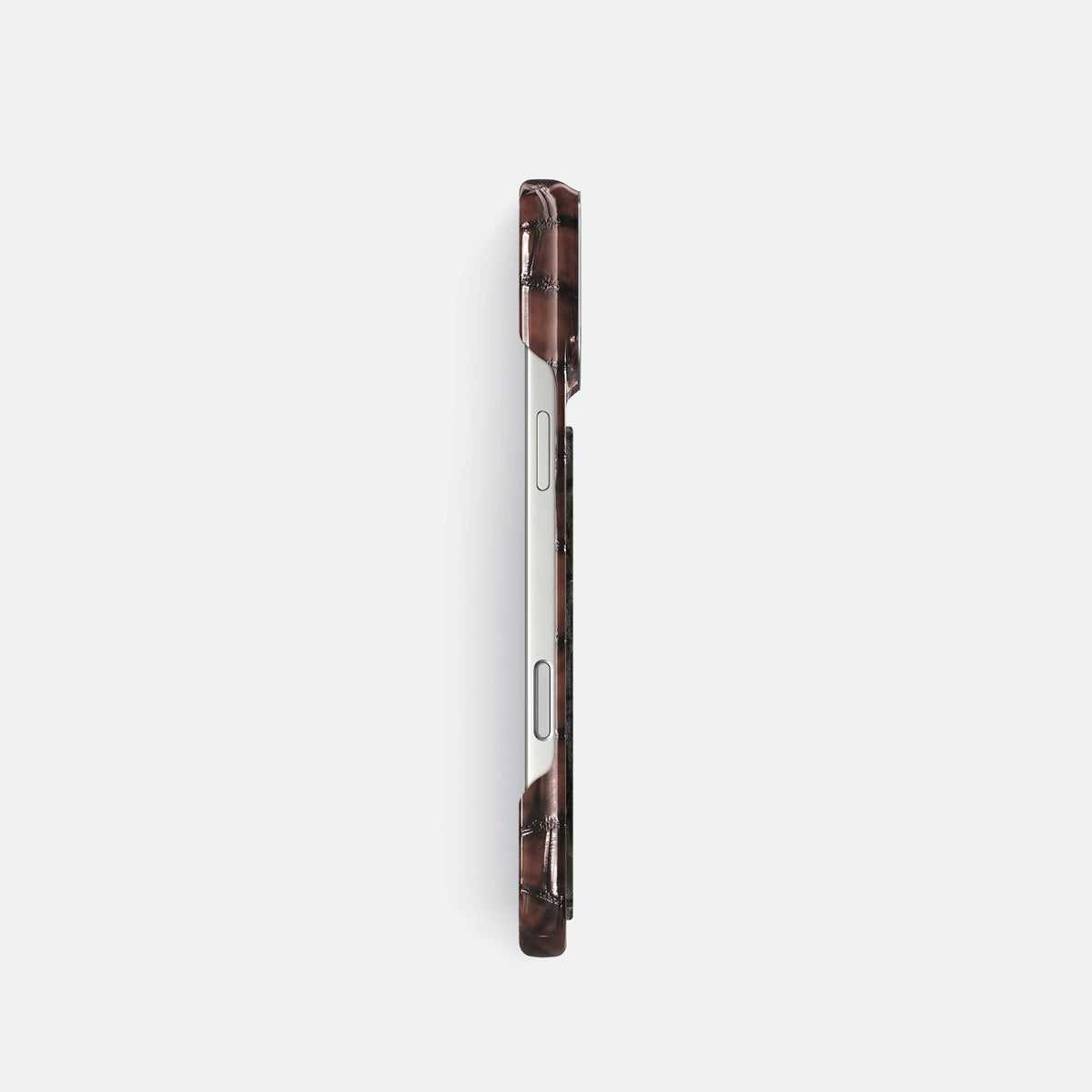 Classic Case With Carbon Dragon For iPhone 18 Pro In Patina Alligator -3 | Havana-Brown-Steel