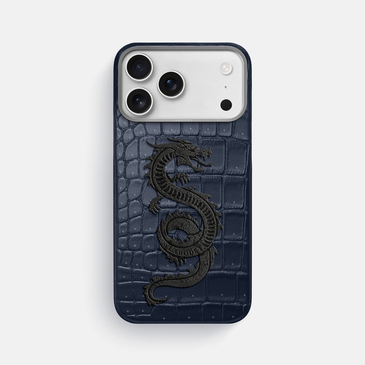 Classic Case With Carbon Dragon For iPhone 18 Pro Max In Porosus Crocodile -1 | Deep-Blue-Sea-Steel