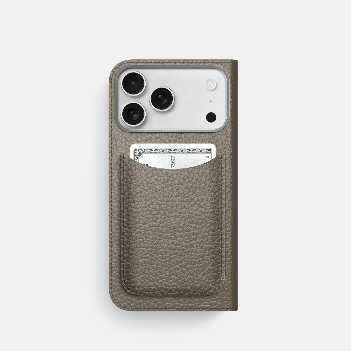 Folio Case with Card For iPhone 18 Pro In Calf -3 | Taupe-Steel