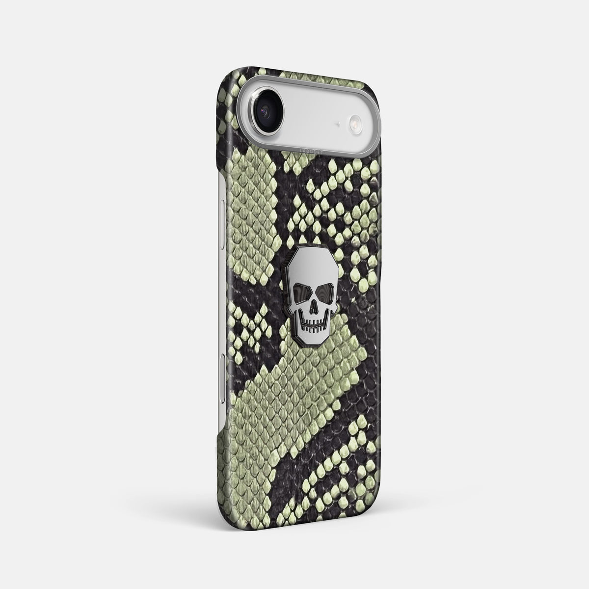 Classic Case With Titanium Skull For iPhone 17 Air In Deluxe Python -2 | Army-Green-Steel