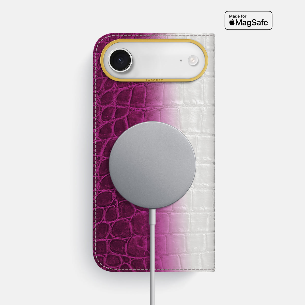 Folio Case For iPhone 17 Air In Himalayan Crocodile -3 | Fuchsia-Gold