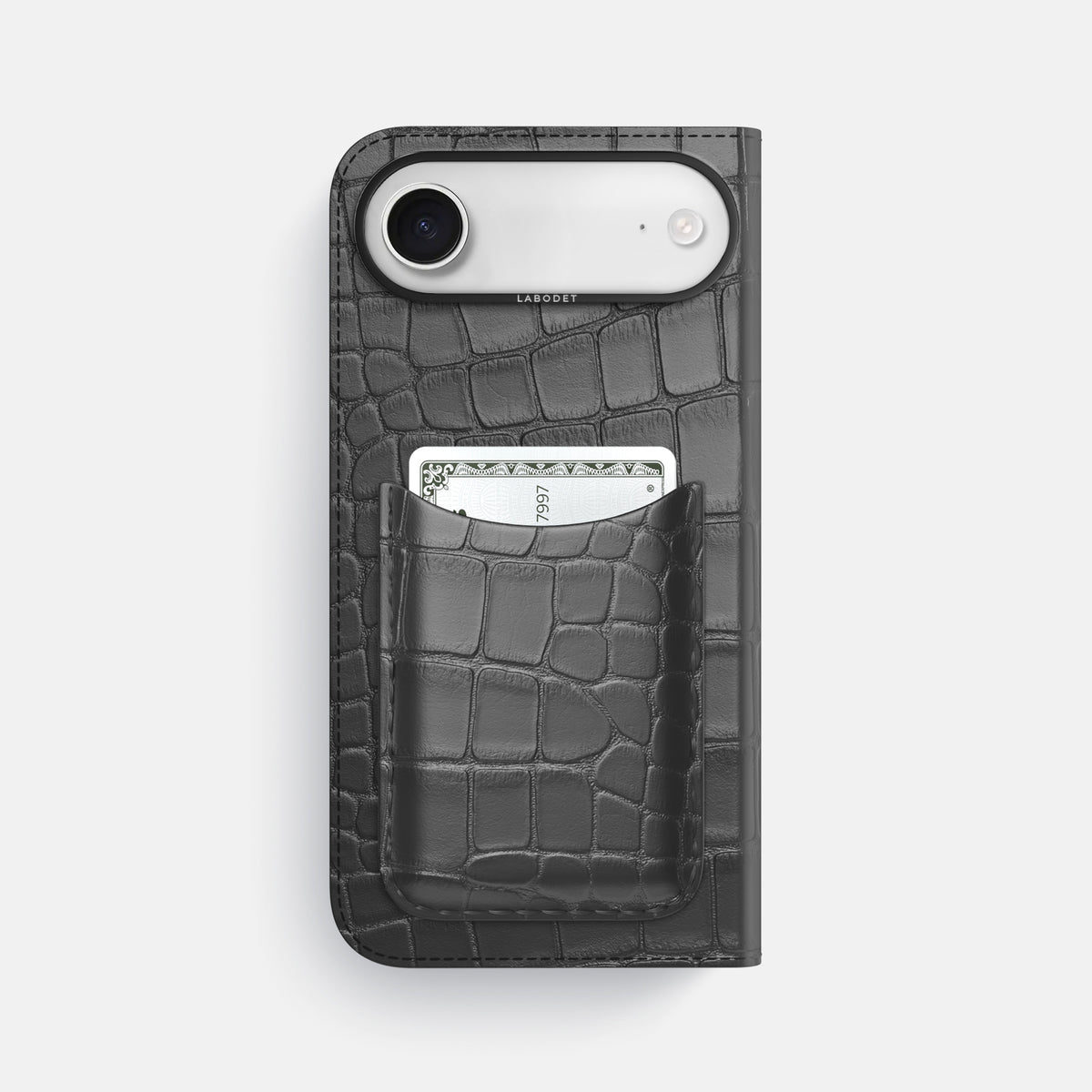 Folio Case with Card For iPhone 17 Air In Alligator -3 | Grey-Black